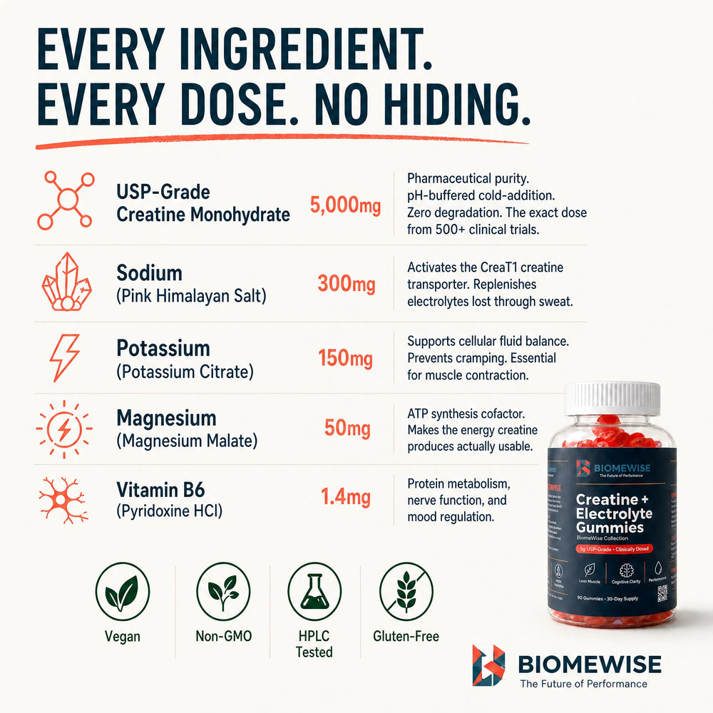 Biomewise Creatine + Electrolyte Gummies Built For Athletes