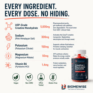 Biomewise Creatine + Electrolyte Gummies Built For Athletes