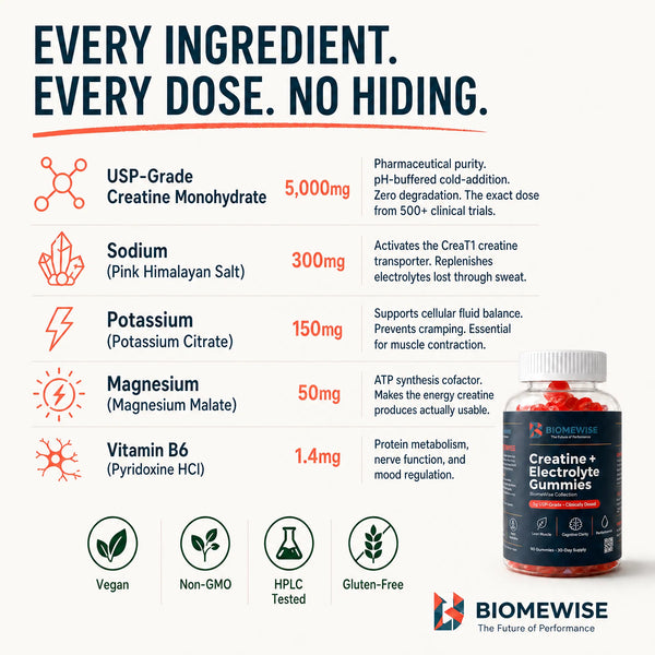 Biomewise Creatine + Electrolyte Gummies Built For Athletes