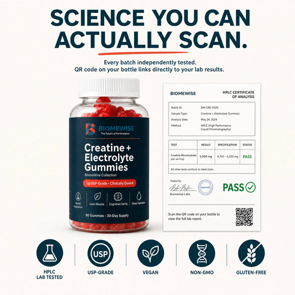 Biomewise Creatine + Electrolyte Gummies Built For Athletes