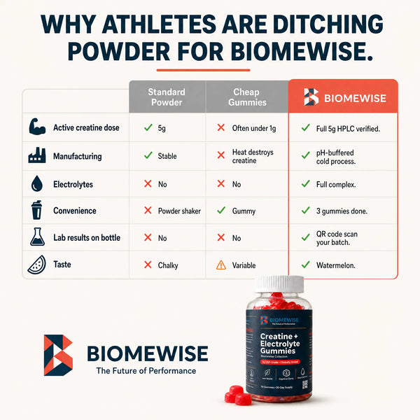 Biomewise Creatine + Electrolyte Gummies Built For Athletes